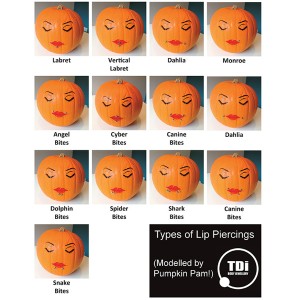 Types of Lip Piercings modelled by Pumpkin Pam