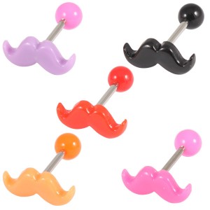 Acrylic Moustache Tongue Barbell