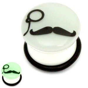 Acrylic Monocle Moustache Plug Glow in the Dark