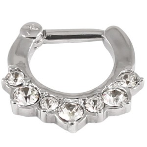 Steel Septum Clicker Ring Jewelled Claw Set 