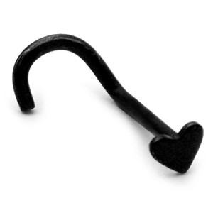 Black Steel Nose Stud Heart