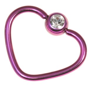 Titanium Coated Steel Jewelled Continuous Heart Rings