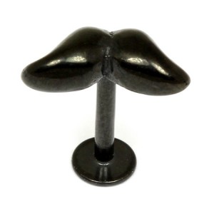 Black Steel Labret with Black Steel Moustache