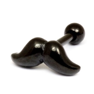 Black Steel Micro Barbell with Black Steel Moustache 1.2mm