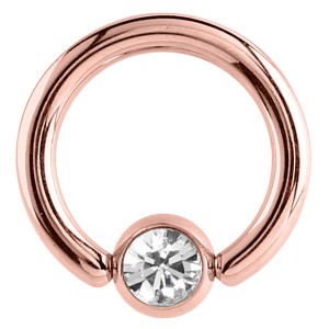 Rose Gold Steel Jewelled Ball Closure Ring (BCR) (Rose Gold colour PVD) NEW