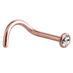Rose Gold Steel Jewelled Nose Stud (Gold colour PVD)