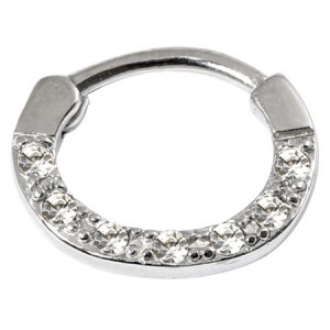 Steel Septum Clicker Ring Jewelled 7 Gem 1.2mm