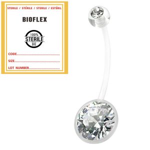 Sterile Bioflex Pregnancy Belly Bar Clear Gem