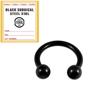 Sterile Black Steel Circular Barbells (CBB) (Horseshoes)