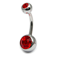Steel Double Jewelled Belly Bar 14mm