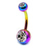 Titanium Double Jewelled Belly Bars 10mm Anodised