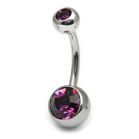 Steel Double Jewelled Belly Bar  8mm