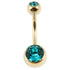 Zircon Titanium Double Jewelled Belly Bars (Gold colour)