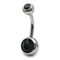 Titanium Double Jewelled Belly Bars 12mm Mirror Polish