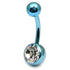 Titanium Single Jewelled Belly Bars 8mm Anodised