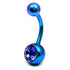 Titanium Single Jewelled Belly Bars 8mm Anodised