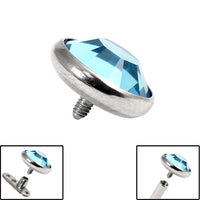 Titanium Jewelled Disk for Internal Thread shafts in 1.6mm. Also fits Dermal Anchor