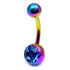 Titanium Single Jewelled Belly Bars 8mm Anodised