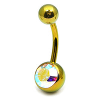 Titanium Single Jewelled Belly Bars 8mm Anodised