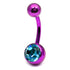 Titanium Single Jewelled Belly Bars 10mm Anodised