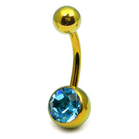 Titanium Single Jewelled Belly Bars 10mm Anodised