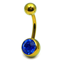 Titanium Single Jewelled Belly Bars 10mm Anodised