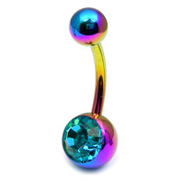 Titanium Single Jewelled Belly Bars 10mm Anodised