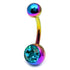 Titanium Single Jewelled Belly Bars 10mm Anodised