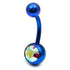 Titanium Single Jewelled Belly Bars 10mm Anodised
