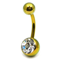 Titanium Single Jewelled Belly Bars 12mm Anodised