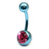Titanium Single Jewelled Belly Bars 10mm Anodised