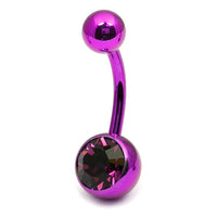 Titanium Single Jewelled Belly Bars 8mm Anodised