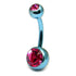 Titanium Double Jewelled Belly Bars 10mm Anodised