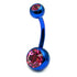 Titanium Double Jewelled Belly Bars 12mm Anodised