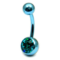 Titanium Single Jewelled Belly Bars 12mm Anodised