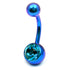 Titanium Single Jewelled Belly Bars 12mm Anodised