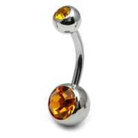 Steel Double Jewelled Belly Bar 10mm