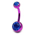 Titanium Double Jewelled Belly Bars 8mm Anodised