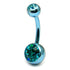 Titanium Double Jewelled Belly Bars 8mm Anodised