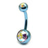 Titanium Double Jewelled Belly Bars 8mm Anodised