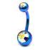 Titanium Double Jewelled Belly Bars 8mm Anodised