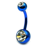 Titanium Double Jewelled Belly Bars 10mm Anodised