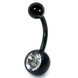 Black Steel Jewelled Belly Bars