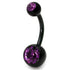 Black Steel Double Jewelled Belly Bars