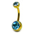 Titanium Double Jewelled Belly Bars 10mm Anodised