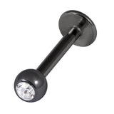 Black Steel Jewelled Labrets 1.6x8mm