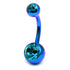 Titanium Double Jewelled Belly Bars 10mm Anodised