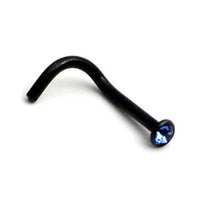 Black Steel Jewelled Nose Stud