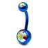 Titanium Double Jewelled Belly Bars 10mm Anodised