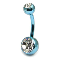 Titanium Double Jewelled Belly Bars 12mm Anodised